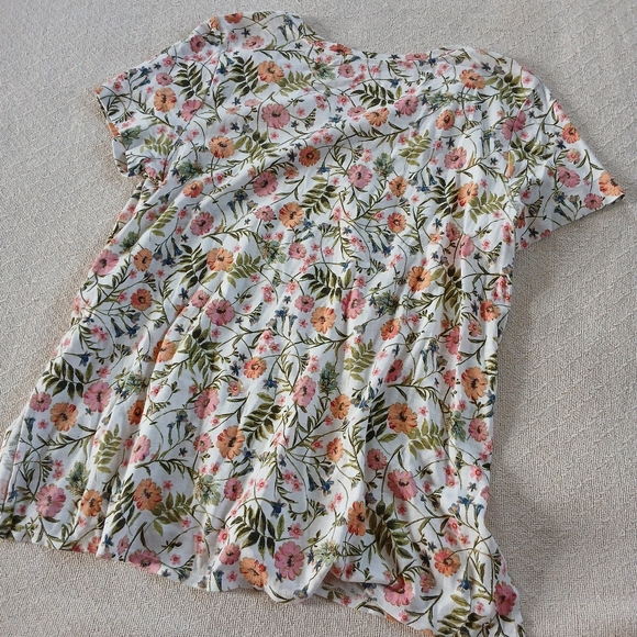 j.jill ♡ pima short sleeve v-neck tee shirt flowers floral - Picture 9 of 10
